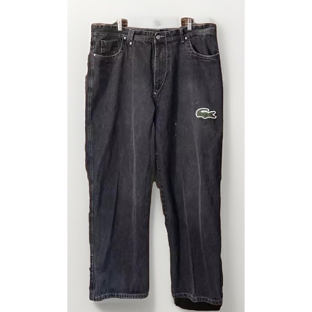 Vintage Throwback LaCoste Big Croc Logo Baggy‎ Distressed Jeans Pants Sz 40 🐊